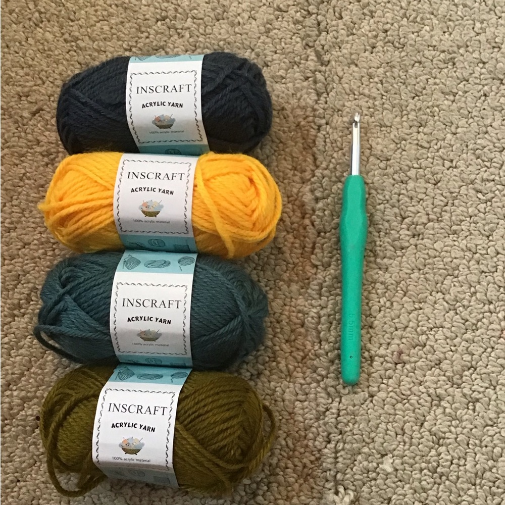 BUY THREE FOR 20 DEAL Acrylic Yarn Bundle - Yellow, Green, Blue, and Black